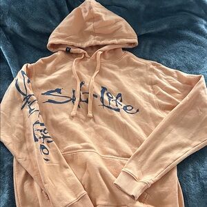 Salt Life Peach Hoodie with Blue Graphic